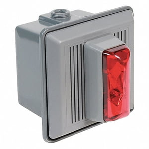 51-0131-RED-24 Horn with strobe, outdoor, panel mounting, 24 VDC, 24 watt lamp, 4 wire, red lens, Edwards 868STRA-N5