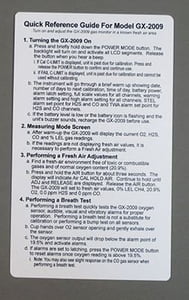 71-0160RK Quick Reference Guide,GX-2009