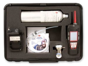 72-6AXX-C-51 GX-6000 for LEL / O2 / H2S / CO with Li-Ion battery pack, 115 VAC charger, 34AL cylinder CH4/O2/CO/H2S, demand flow regulator, tubing, and padded carrying case