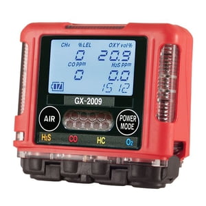 72-0314RKCB GX-2009 4-gas,LEL/Oxy/H2S/CO,w/belt clip,w/charger & 100/115/220 VAC adapter