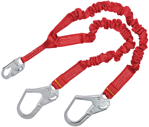 DBI-SALA 1340161 PRO 6 ft. Stretch 100% Tie-Off Shock Absorbing Lanyard with Snap Hook at Center and Steel Rebar Hooks at Ends