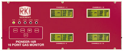 RKI 72-2016RK Gas Detector Pioneer 16R, 16 channel rack mount controller by RKI Instruments